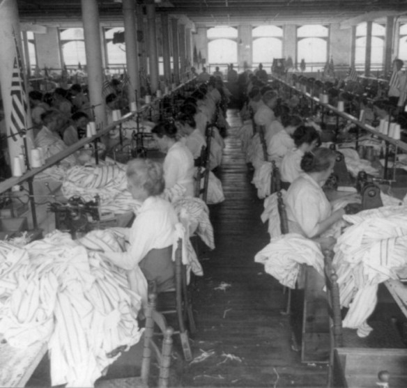 Sewing room, shirt factory, Troy, N.Y. -Image courtesy of the Library of Congress